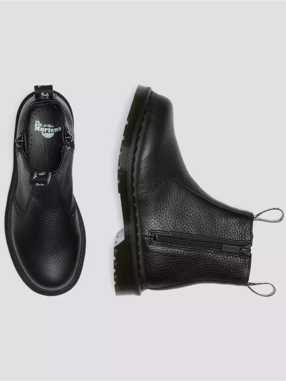Dr. Martens 2976 Black Leather Chelsea Boots with Zip Detail